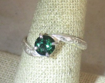 natural green topaz gemstone handmade sterling silver solitaire ring size 8