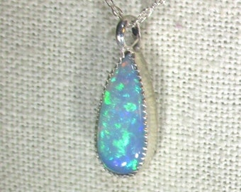 natural Ethiopian wello opal gemstone handmade sterling silver pendant necklace