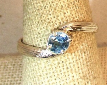 natural blue topaz gemstone handmade sterling silver solitaire ring size 9