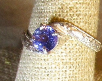 natural tanzanite gemstone handmade sterling silver solitaire ring size 8