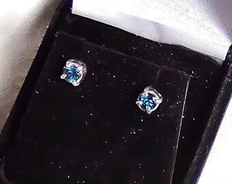 London blue topaz gemstone handmade sterling silver stud earrings