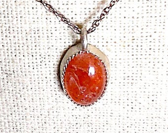 natural African sunstone gemstone handmade sterling silver pendant necklace