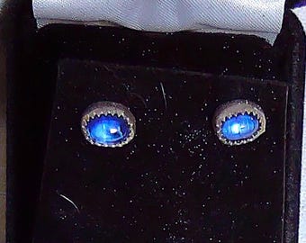 natural Kyanite gemstone handmade sterling silver stud earrings