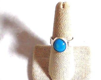 natural Nacozari Turquoise gemstone handmade sterling silver ring size 8