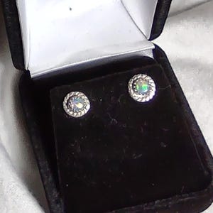 natural Australian opal gemstone handmade sterling silver stud earrings