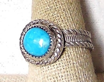 natural turquoise gemstone handmade sterling silver ring size 9 1/2