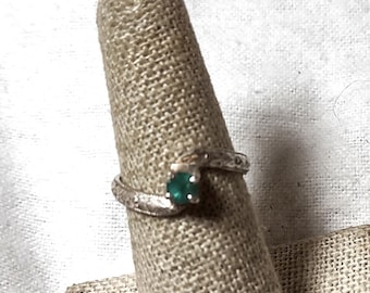 natural Zambian emerald handmade sterling silver solitaire ring size 6 1/2
