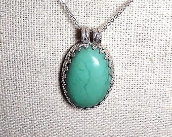natural Amazonite gemstone handmade sterling silver pendant necklace