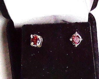 natural garnet gemstone handcrafted sterling silver stud earrings
