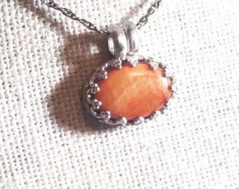 Natural spiney oyster shell handmade sterling silver pendant necklace