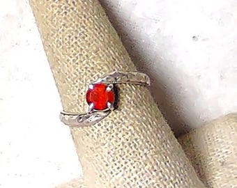 natural Mexican fire opal handmade sterling silver ring size 7