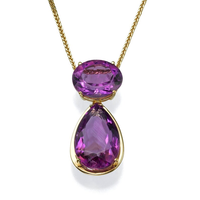 Oval Pendant Necklace Purple Amethyst Image 0