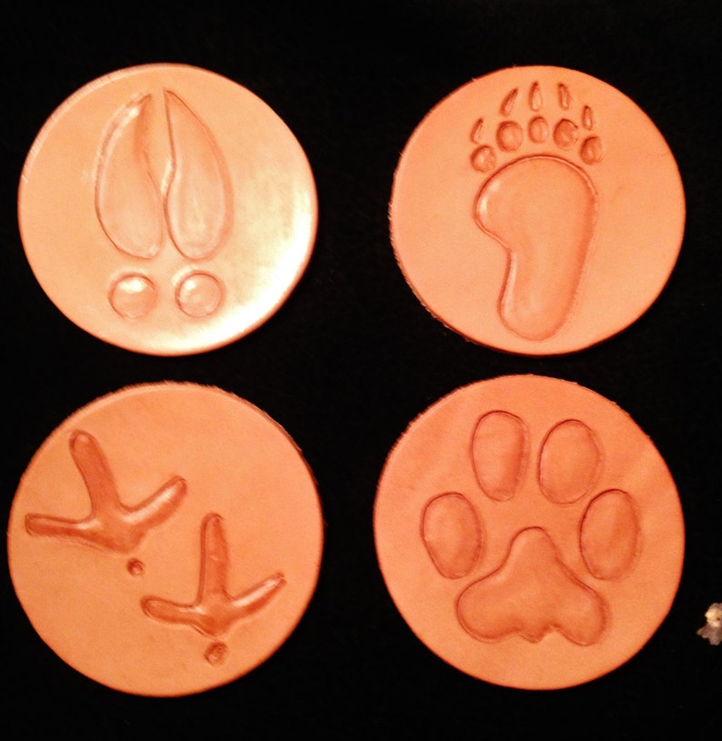 Wildlife Tracks Hand Carved Leather Coasters. Animal Tracks Etsy