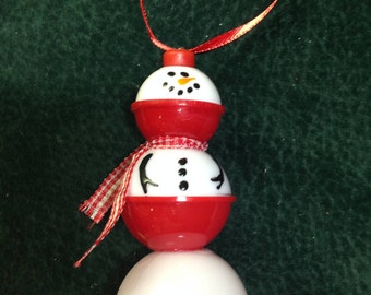 Bobber snowman Christmas ornament. Great for the fisherman or fisherwoman in your life.