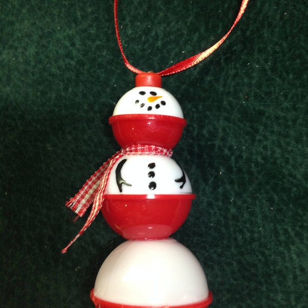 Bobber snowman Christmas ornament. Great for the fisherman or fisherwoman in your life.