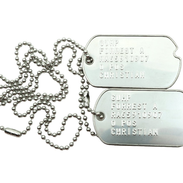 Forrest Gump Stainless Steel Military Dog Tags Cosplay Halloween Costume Prop