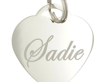 Custom Engraved Personalized Stainless Steel Heart Shape Dog Tag Pet ID Name