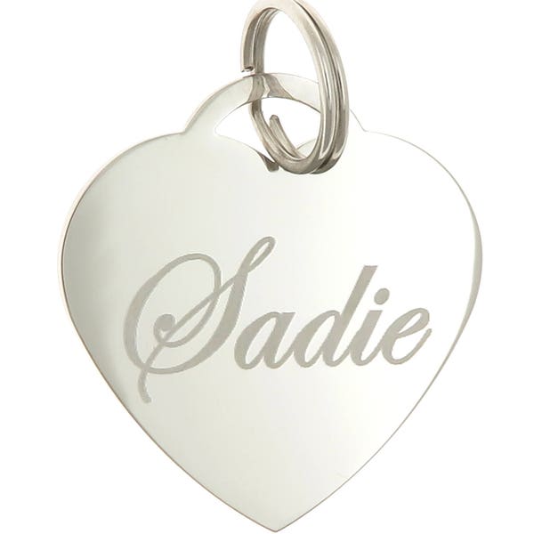 Custom Engraved Personalized Stainless Steel Heart Shape Dog Tag Pet ID Name