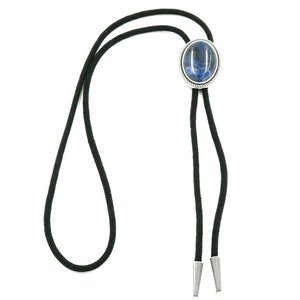 Hand Made Natural Blue Sodalite Stone Western Braided Fabric Bolo Neck Tie