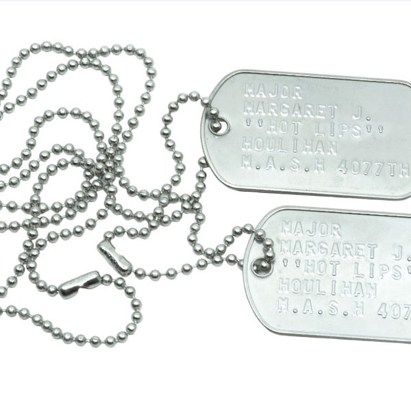 MASH Margaret "Hot Lips" Houlihan Stainless Steel Military WWII Style Dog Tags Cosplay Halloween Costume Prop