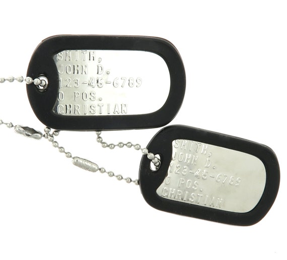 Custom Embossed Military Dog Tags in Stainless Steel