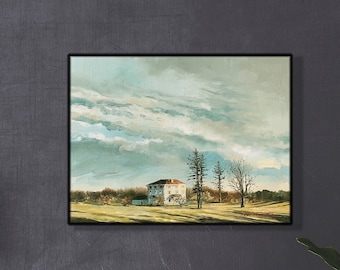 Landscape Original Oil Painting on Canvas, Landscape Painting 12x16, Landscape House Art,