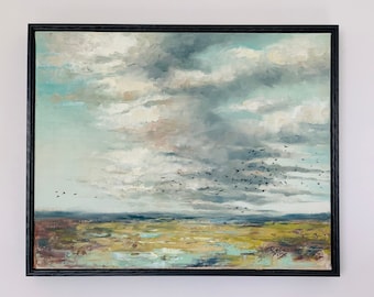 Abstract Landscape Art Print, Framed Canvas Print, Original Oil Painting Art Print, Giclee print,