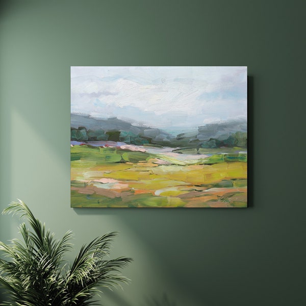 Modern Abstract Landscape Oil Painting Printable Wall Art, Digital Downloadable, Instant download