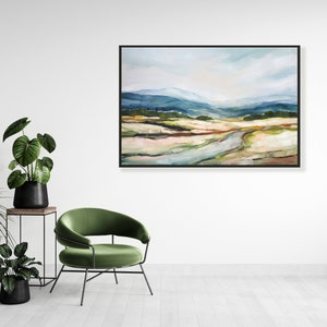 Abstract Landscape Framed Canvas Print, Original Oil Painting Fine Art Giclee Print, Impressionist Framed Wall Art