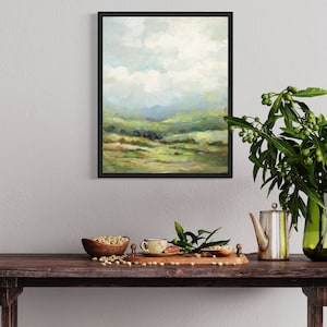 Wall Art Digital Abstract Landscape Print,  Green Oil Painting Vertical Landscape Downloadable Print, Instant Download Art Print