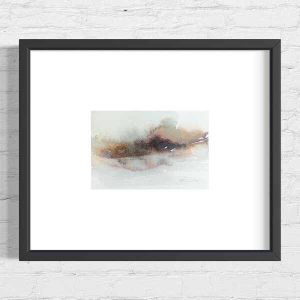 Small Original Abstract Watercolor Landscape, Neutral abstract wall art, 4x6” modern abstract painting