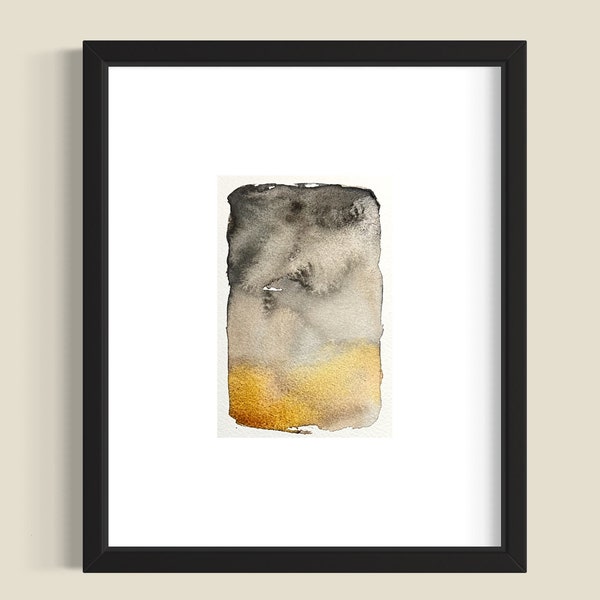 Small 4x6" Original Abstract Watercolor Painting, vertical moody abstract, Original Mini Brown Wall Art