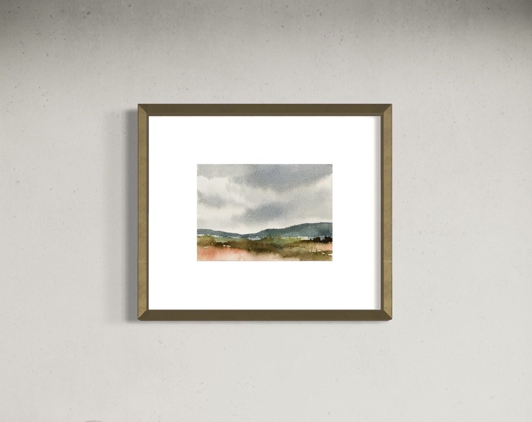 Digital Art Print Watercolor Landscape, Abstract Moody Landscape Art ...