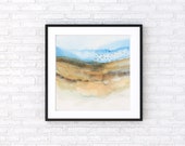 Small Abstract Landscape, Original Watercolor scenery painting, Birds in Flight, Living Room Art, Brown Landscape painting