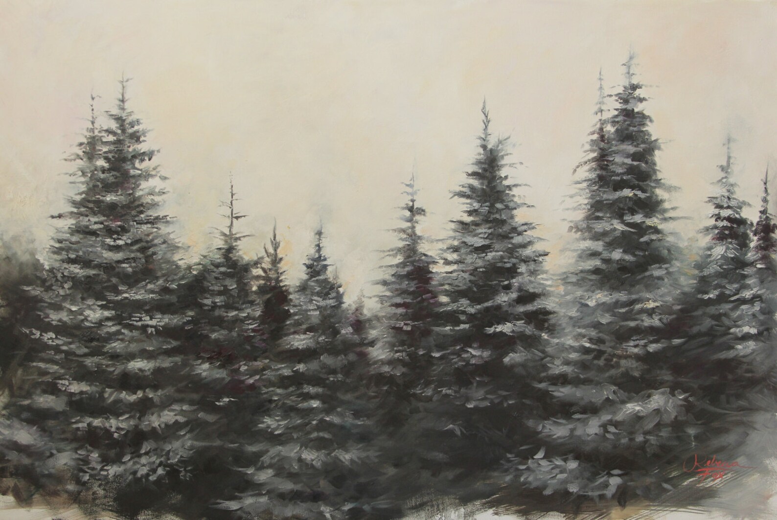 Fine Art Large Original Oil painting Pine Trees Oil on Canvas Etsy