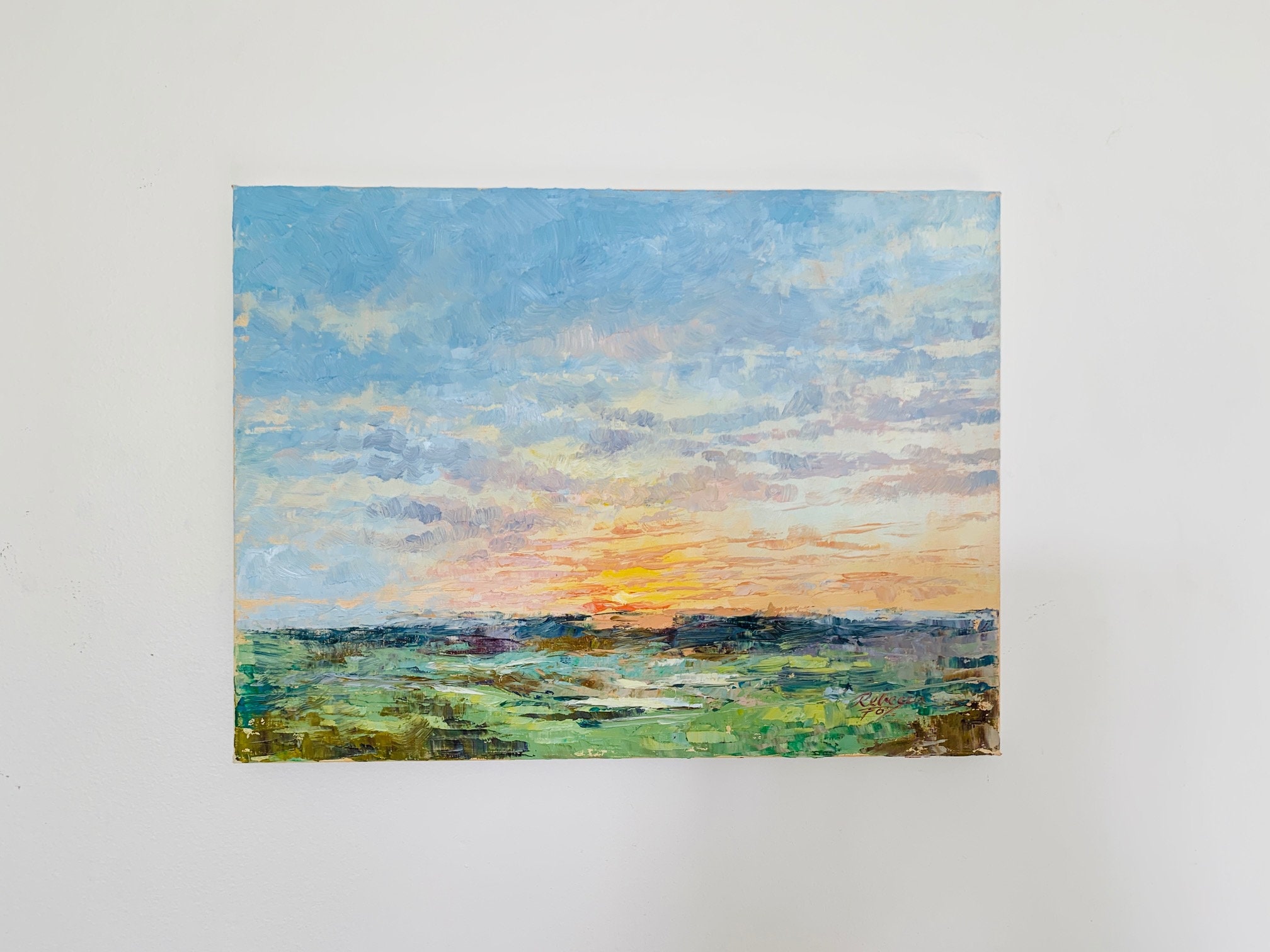 Original Landscape Oil Painting, Small Abstract Landscape Painting ...