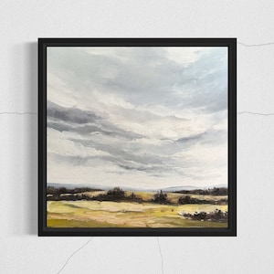 Small 12x12” Original Oil Painting Impressionist Landscape, Original Modern Square Wall Art, Nuetral Landscape