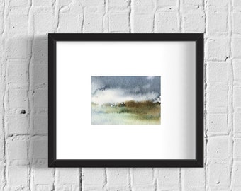 Small 3.5x5” Original Abstract Watercolor, Miniature abstract landscape painting, Moody Abstract Wall Art