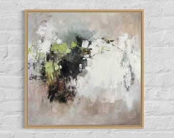 Large 24x24” Original Abstract Oil Painting, Blue Abstract Wall Art, Modern Abstract Wall decor