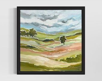 Small Original Oil Painting /  Square Abstract Landscape 12x12” / original Art / Modern Wall Art