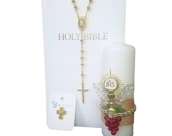 4 Piece Holy First Communion Complete English Bible Set