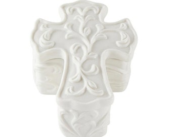 Porcelain Cross and Circular Porcelain keepsake with or without Rosary Set