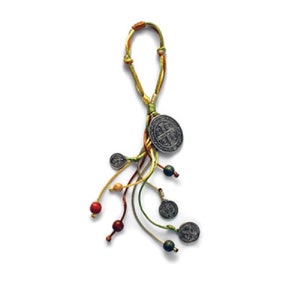 12 &quot; Saint Benedict Home House Blessing hanging Ornament 4 colors with Wooden Beads and Alloy Medallions