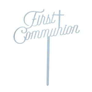 First Communion White Pick Acrylic Cake Topper