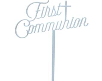 First Communion White Pick Acrylic Cake Topper