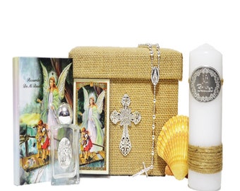 7 Piece Guardian Angel Gift Boxset / Keepsake in SPANISH/SILVER