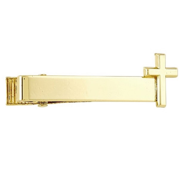 Gold Tie Bar Clip First Communion Funeral Cross End