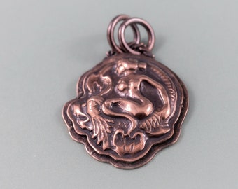 Copper Mermaid Impression Pendant
