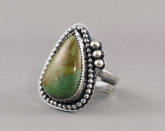 Silver Chrysocolla Gemstone Split Band Ring