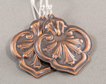 Copper Art Nouveau Earrings